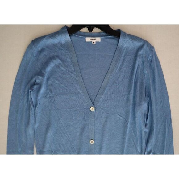 MARIGOT Women's Sz M Summer Blue Silk & Cashmere Classic Cardigan Sweater $389 - Picture 7 of 7